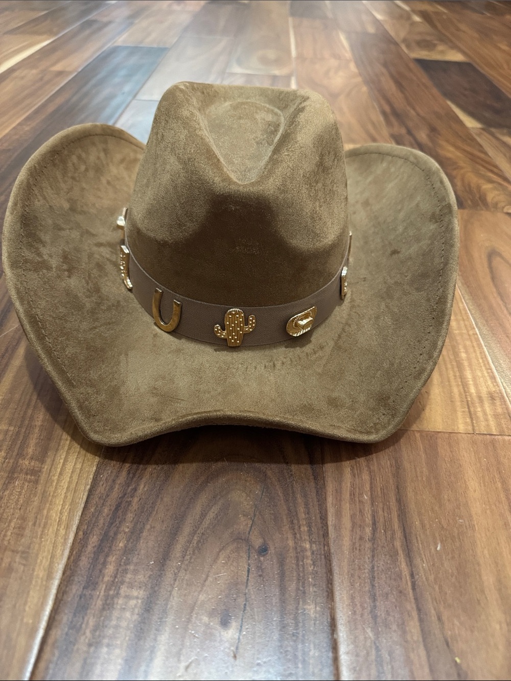 Brown Suede Western Cowboy Hat with Decorative Band